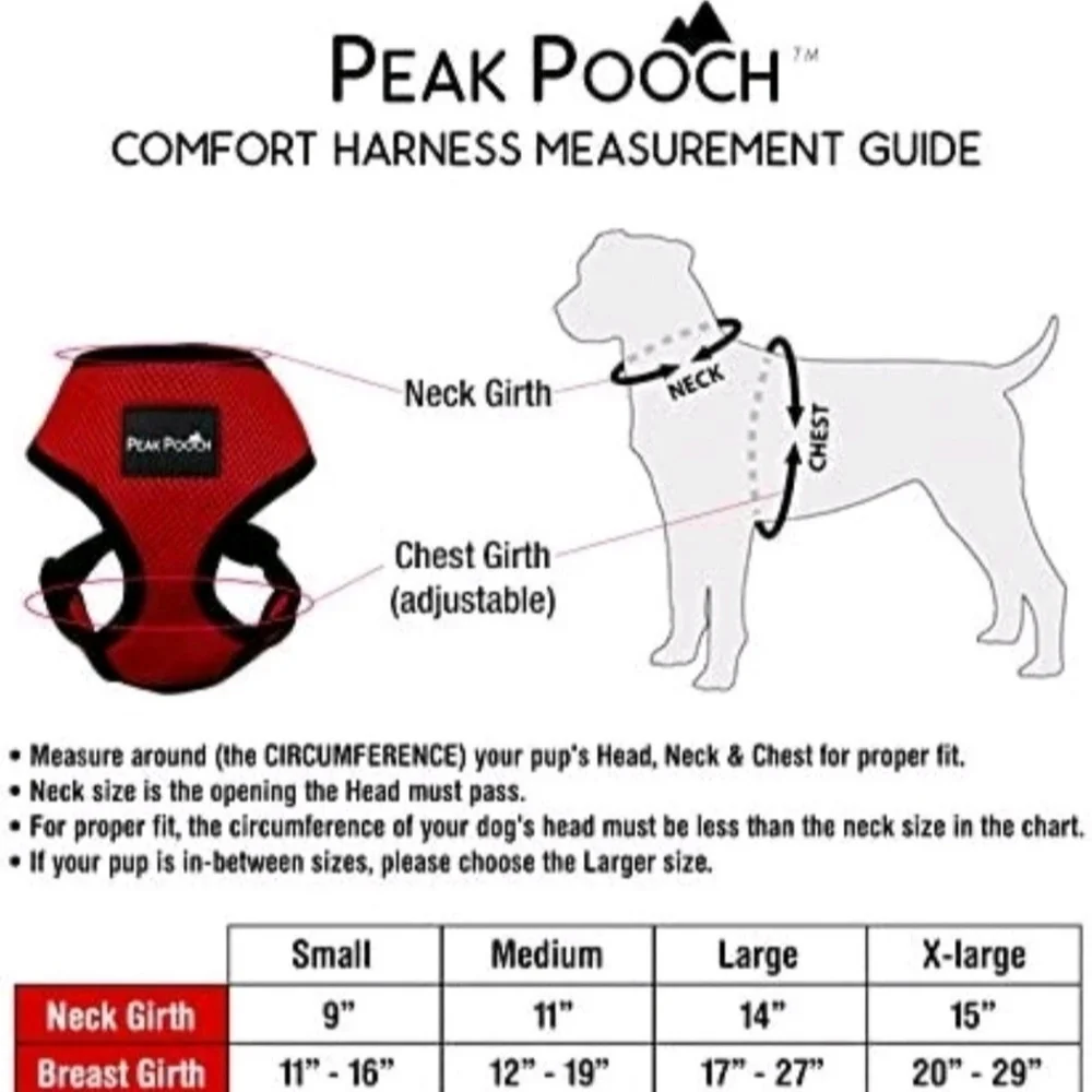 NWOT Peak Comfort Mesh Dog Harness Red Size XL